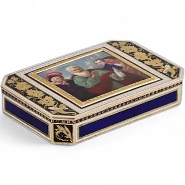 Gold snuffbox with enamel from Hanau, early 19th century