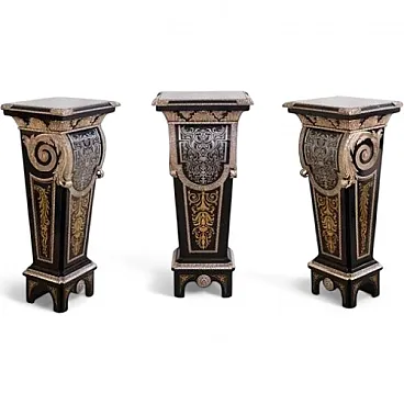 3 Boulle pedestals with marquetry decoration, 20th century