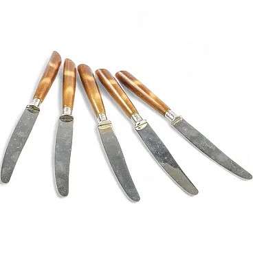 Set di 5 coltelli vintage tedeschi in bachelite, anni '50.