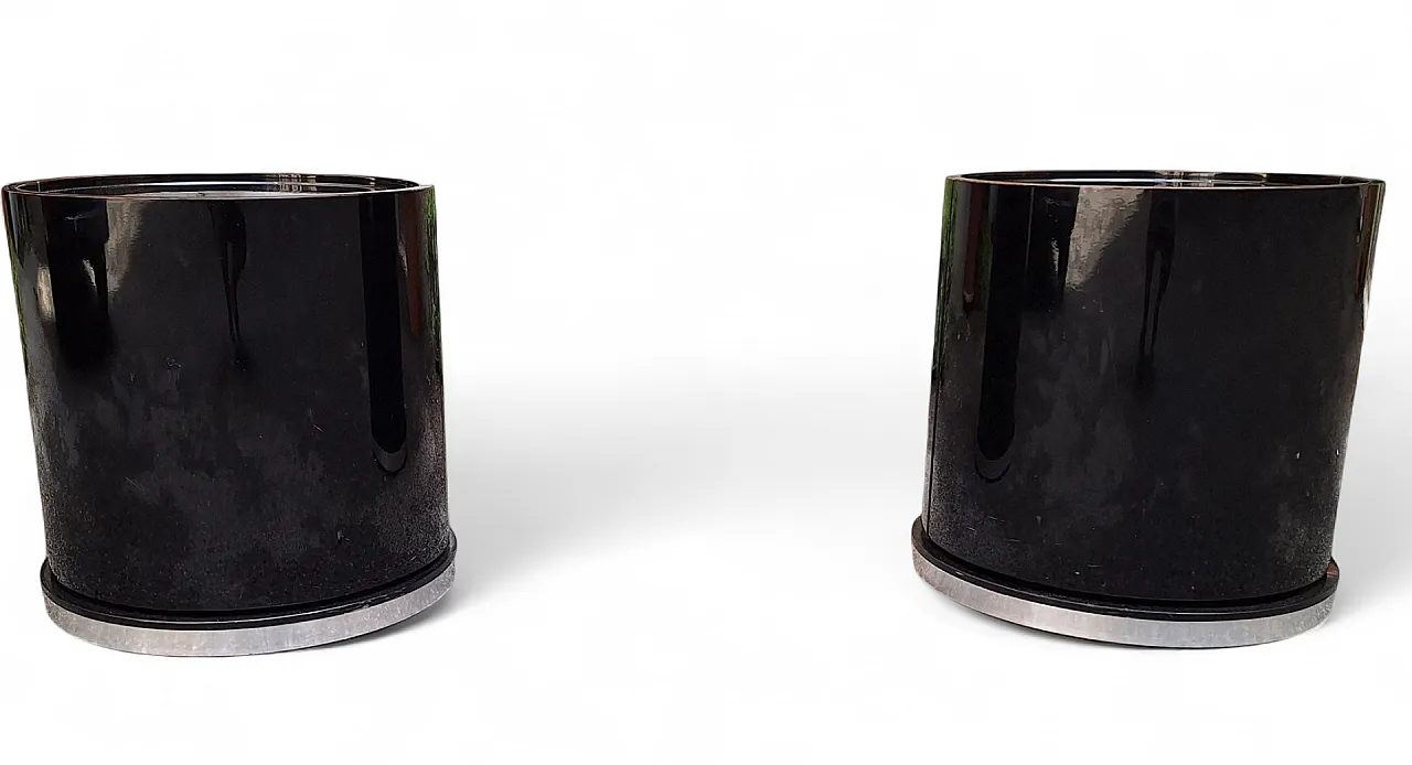 Pair of bar bedside tables in lacquer with aluminum profiles, 1970s 5