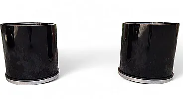 Pair of bar bedside tables in lacquer with aluminum profiles, 1970s