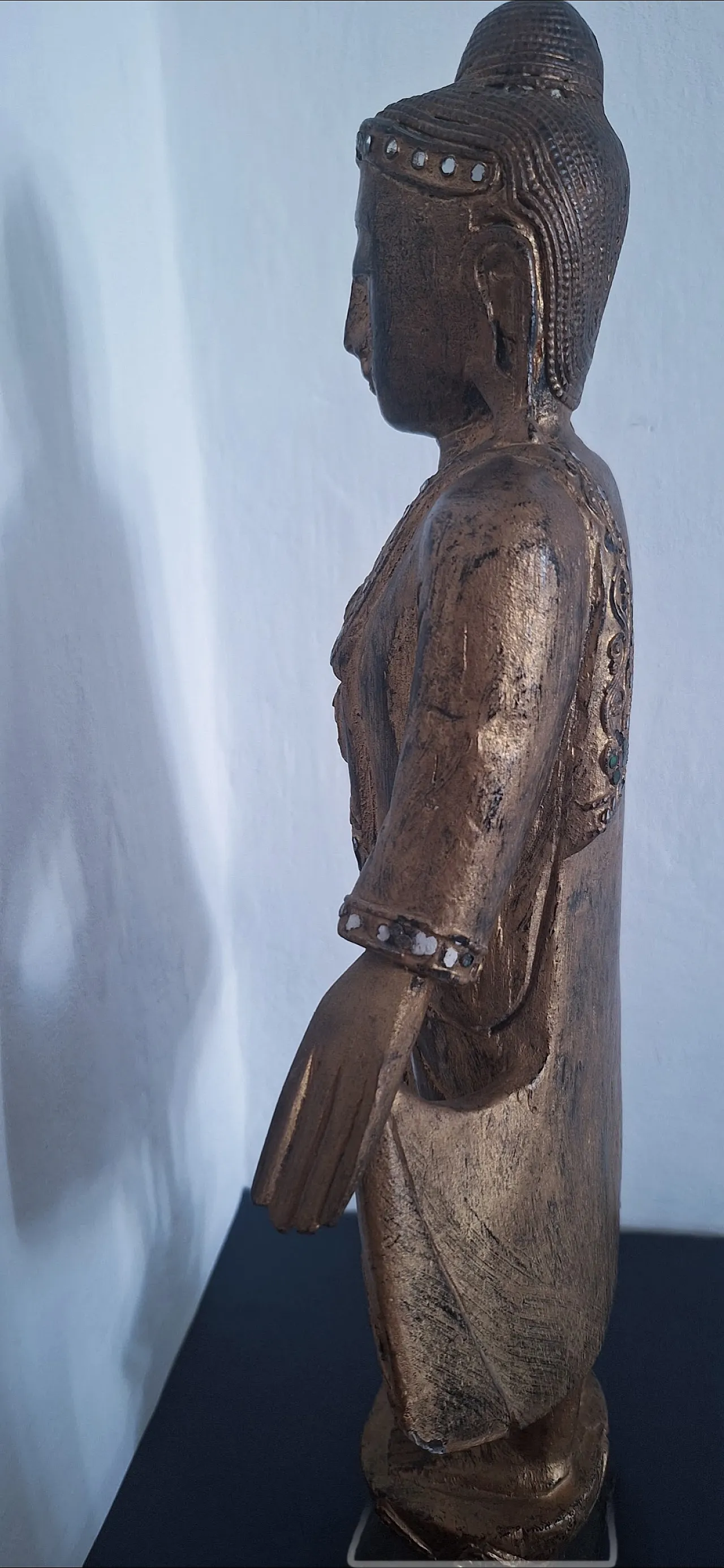 Antique Mandalay Buddha in gilded wood, Burma 19th Century 26