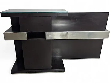 Console table in lacquered wood and glass, 1980s