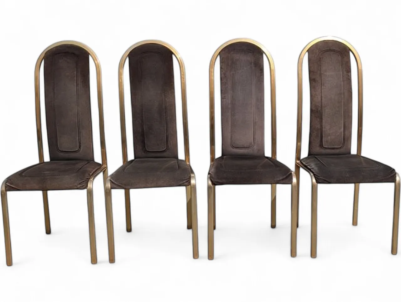 4 Fabric and brass chairs, 1970s 14