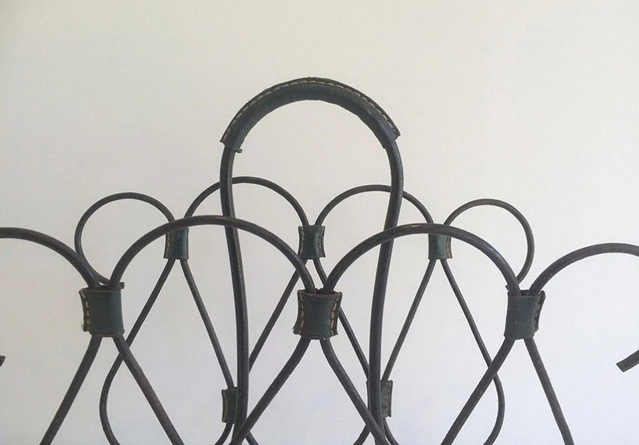 Lacquered Metal and Leather Magazine Rack Attributed to Jacques Adnet 4
