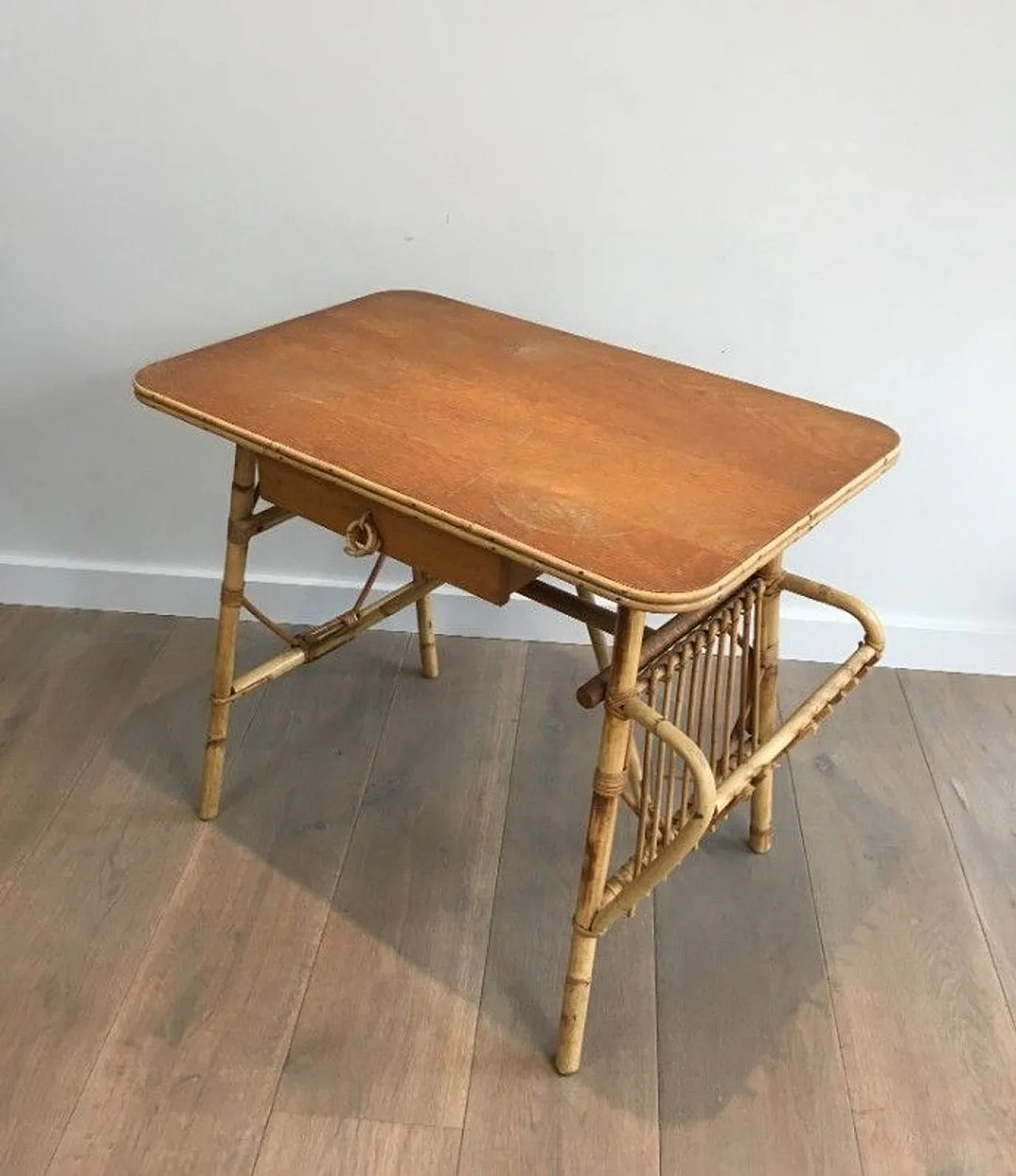 Unusual Rattan Desk, French Work, circa 1970 4