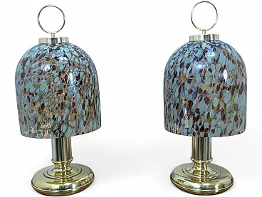 Pair of Murano glass and brass table lamps, 1970s/80s