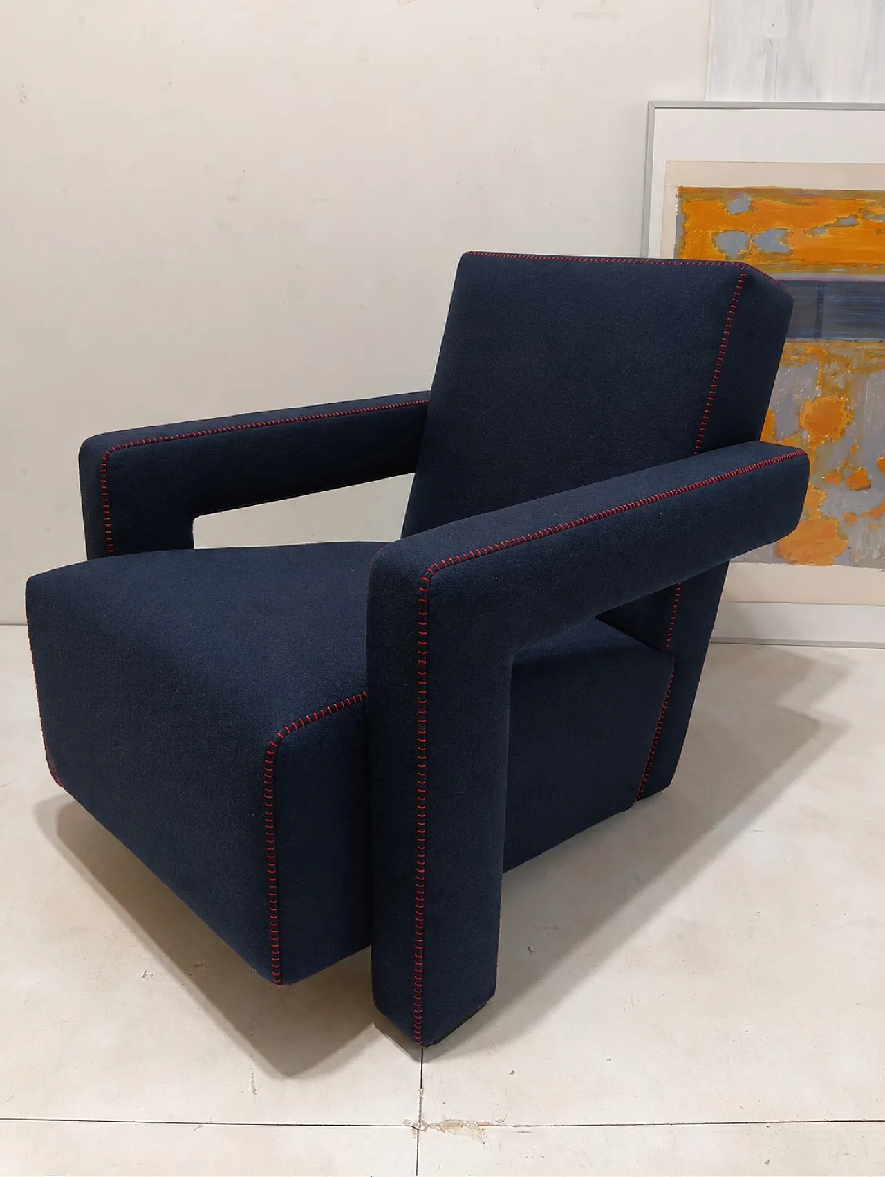 8 wool armchairs by Gerrit Rietveld for Cassina, 2000s 13