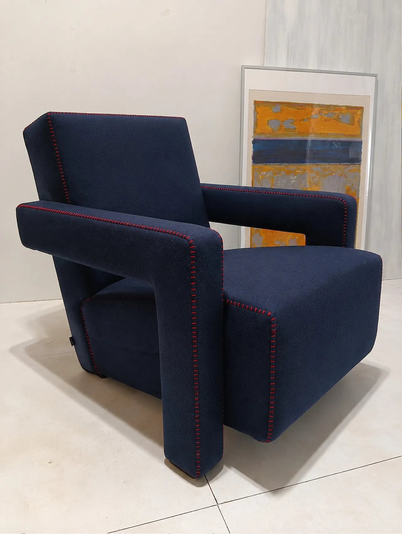 8 wool armchairs by Gerrit Rietveld for Cassina, 2000s 14