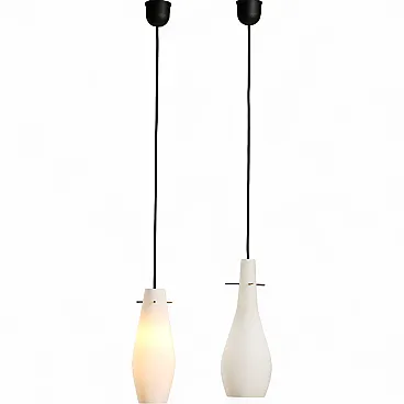 Pair of lamps with opal glass diffusers, 1960s