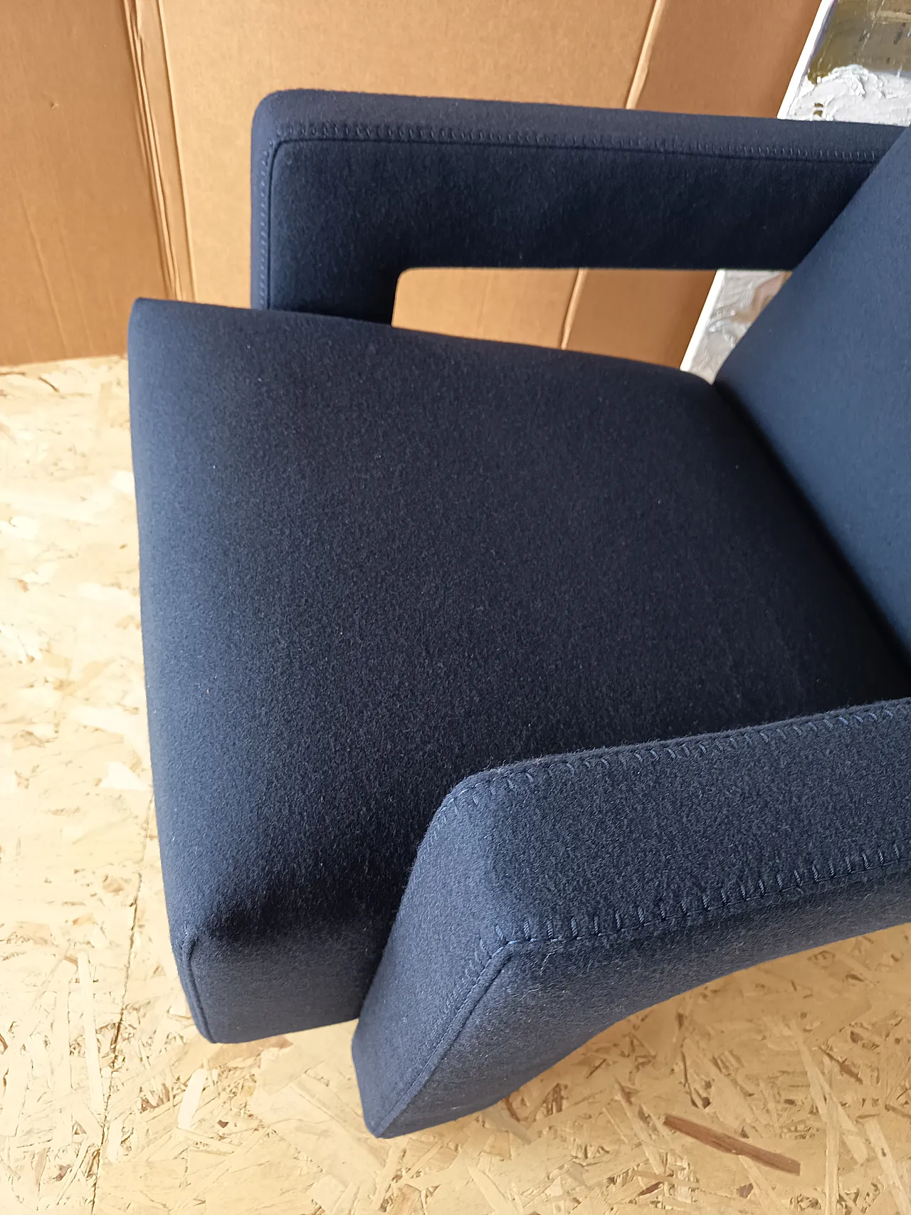 Blue wool armchair by Gerrit Rietveld for Cassina, 2000s 6