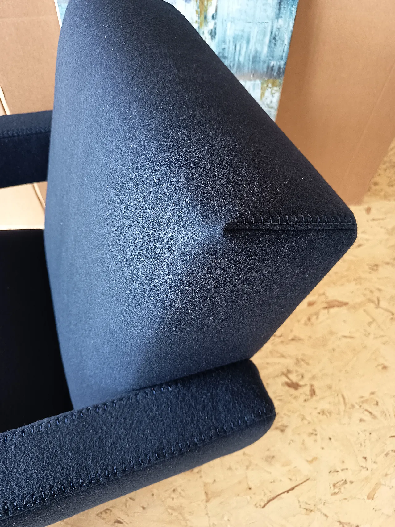 Blue wool armchair by Gerrit Rietveld for Cassina, 2000s 7