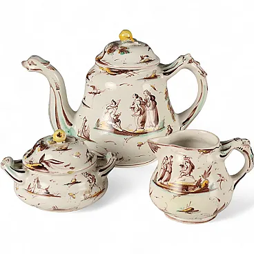 Tea or coffee service in maiolica Angelo Levantino, 20th century
