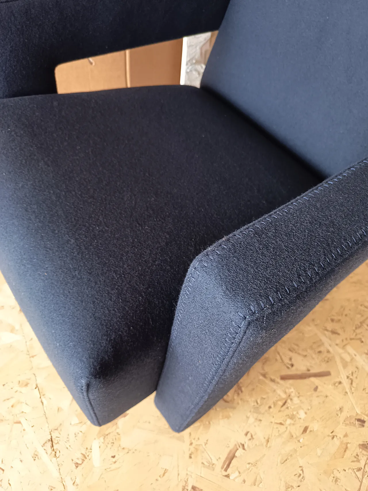 Blue wool armchair by Gerrit Rietveld for Cassina, 2000s 12