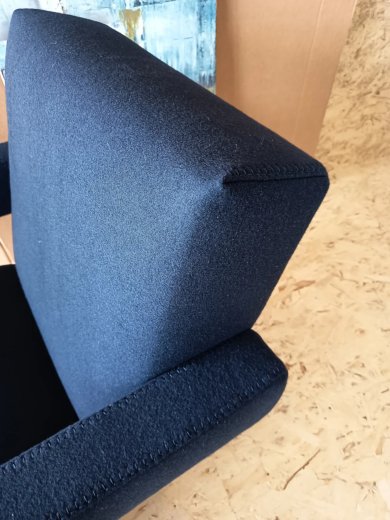 Blue wool armchair by Gerrit Rietveld for Cassina, 2000s 13