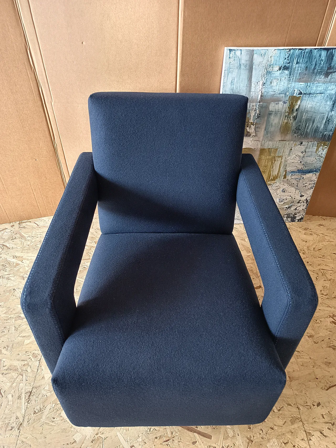 Blue wool armchair by Gerrit Rietveld for Cassina, 2000s 14