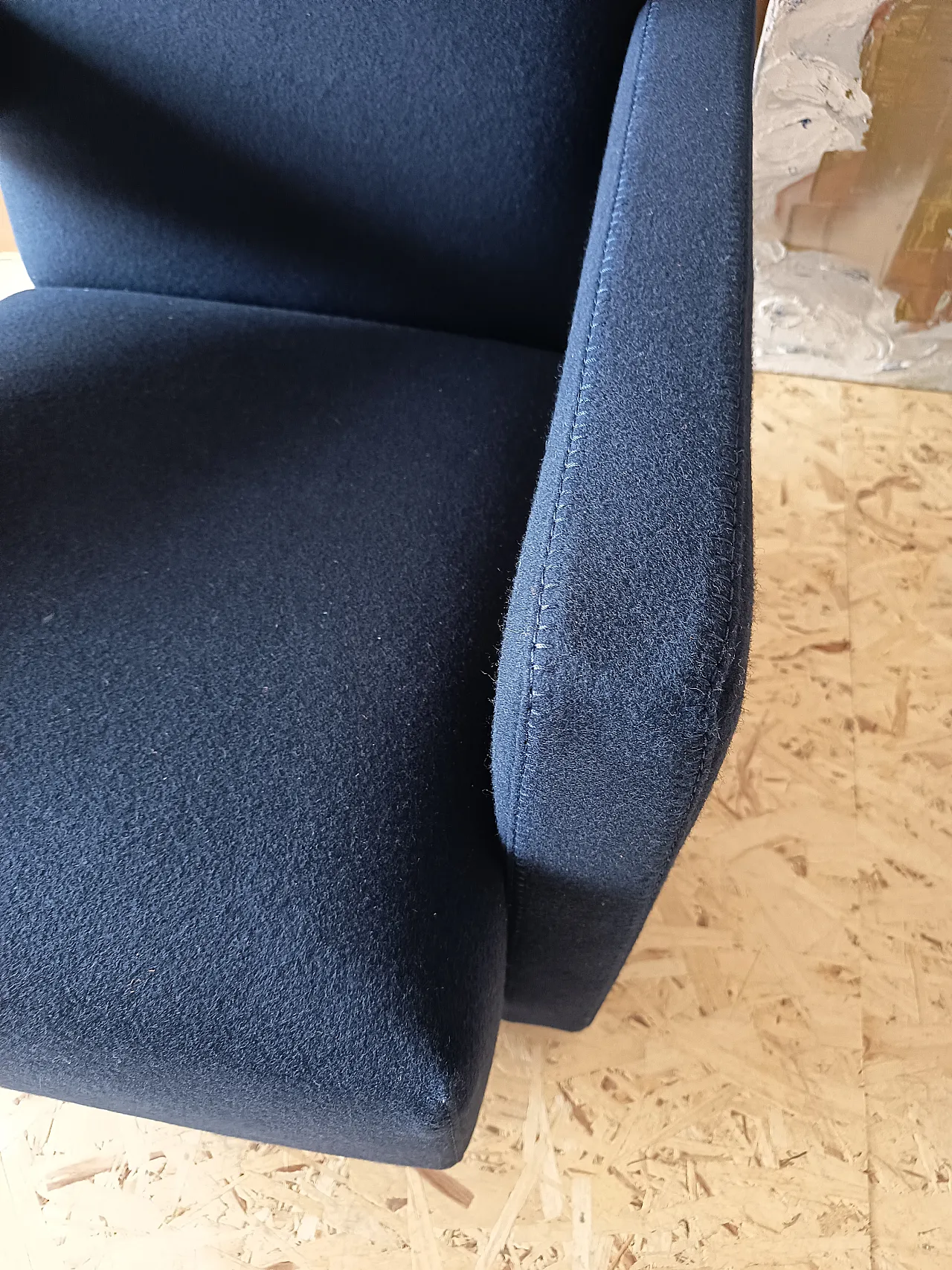 Blue wool armchair by Gerrit Rietveld for Cassina, 2000s 21