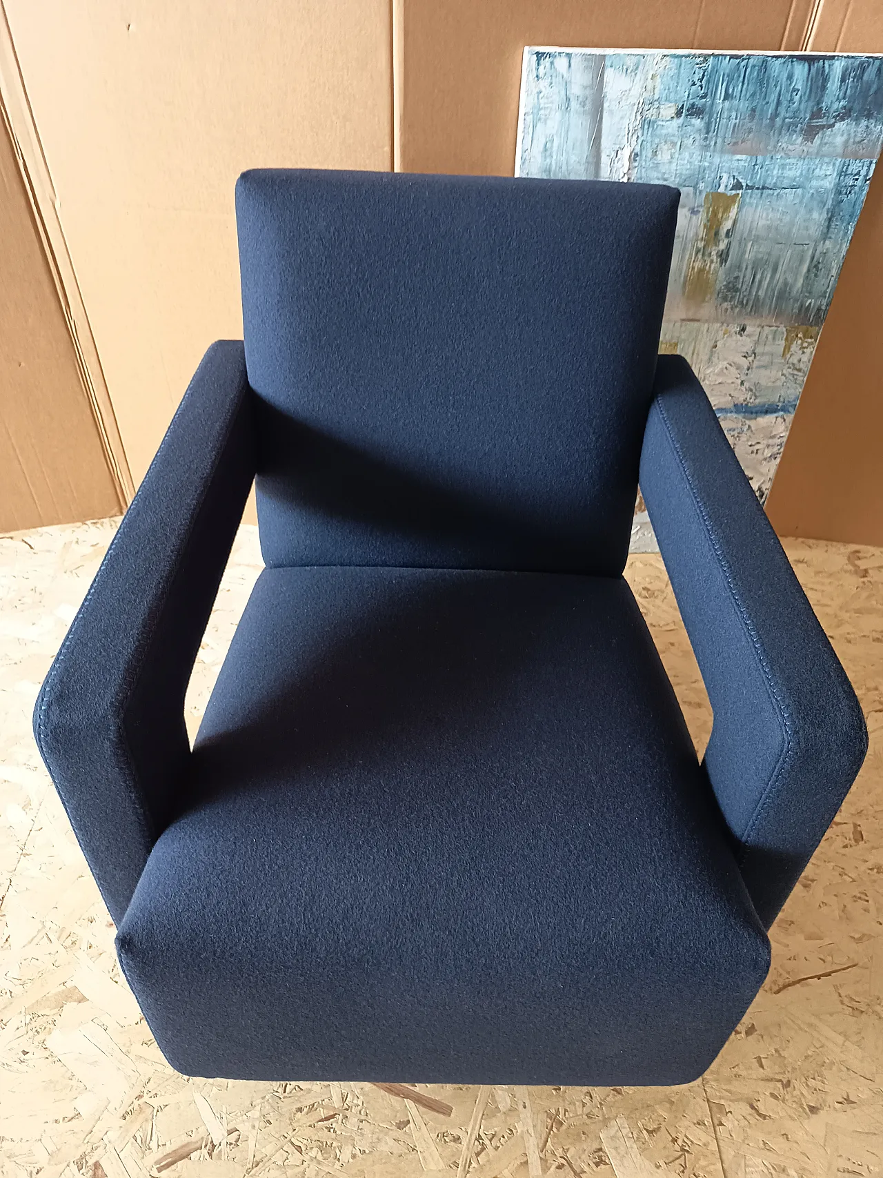 Blue wool armchair by Gerrit Rietveld for Cassina, 2000s 26