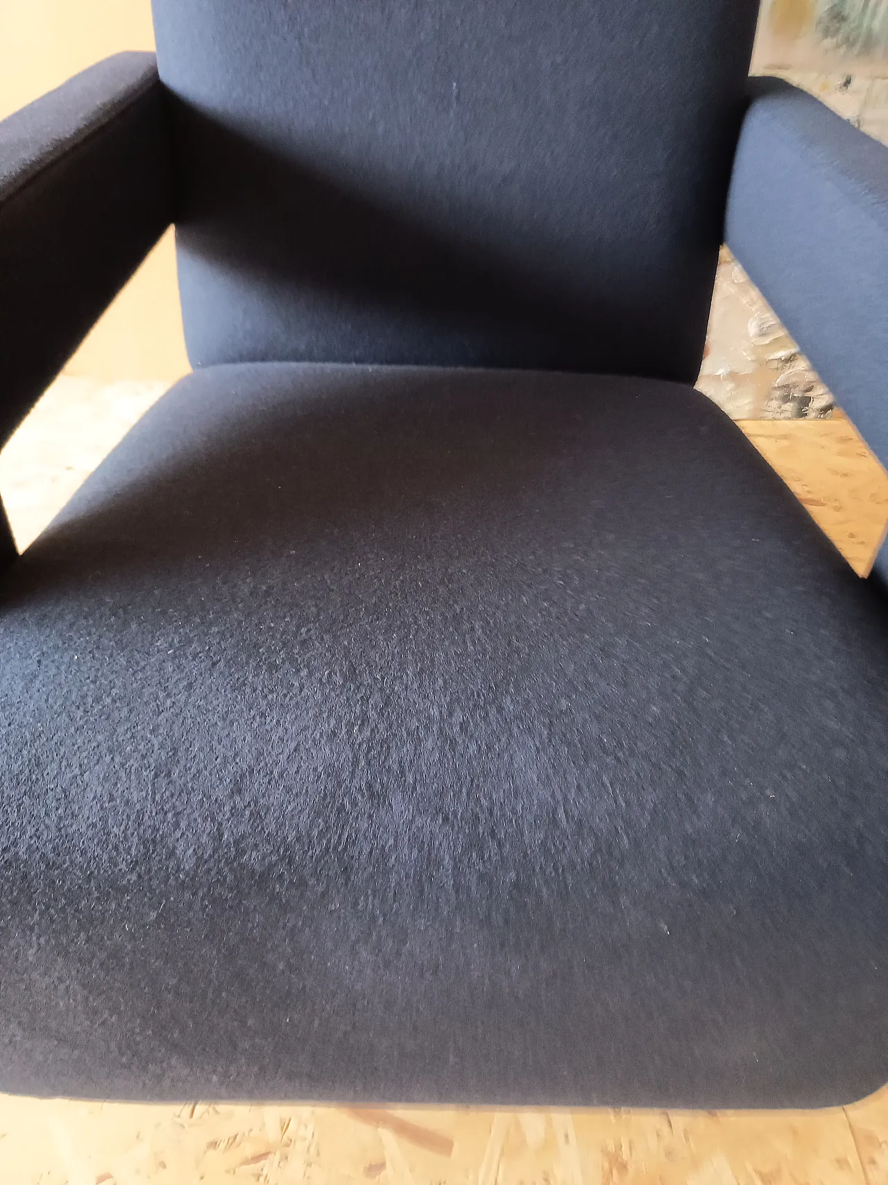 Blue wool armchair by Gerrit Rietveld for Cassina, 2000s 29