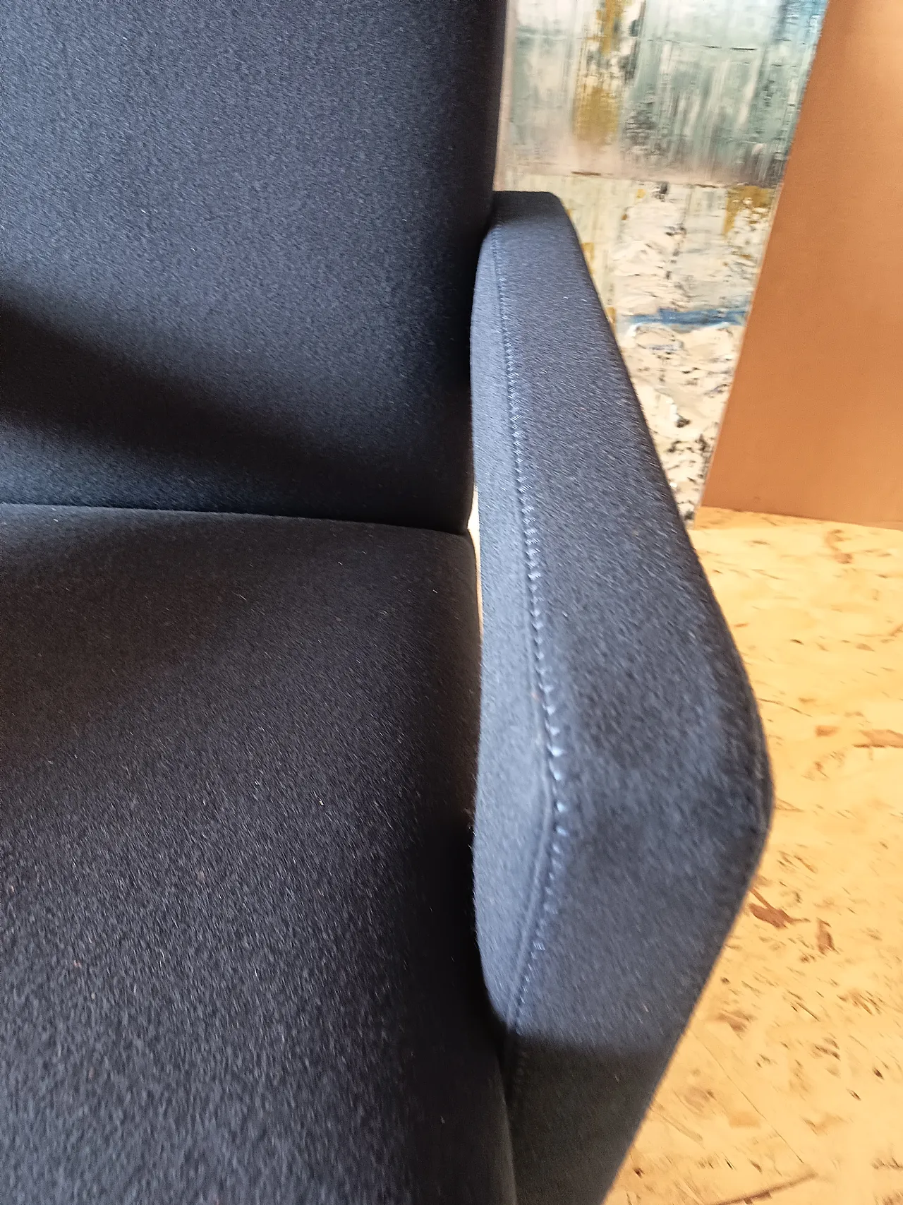 Blue wool armchair by Gerrit Rietveld for Cassina, 2000s 30