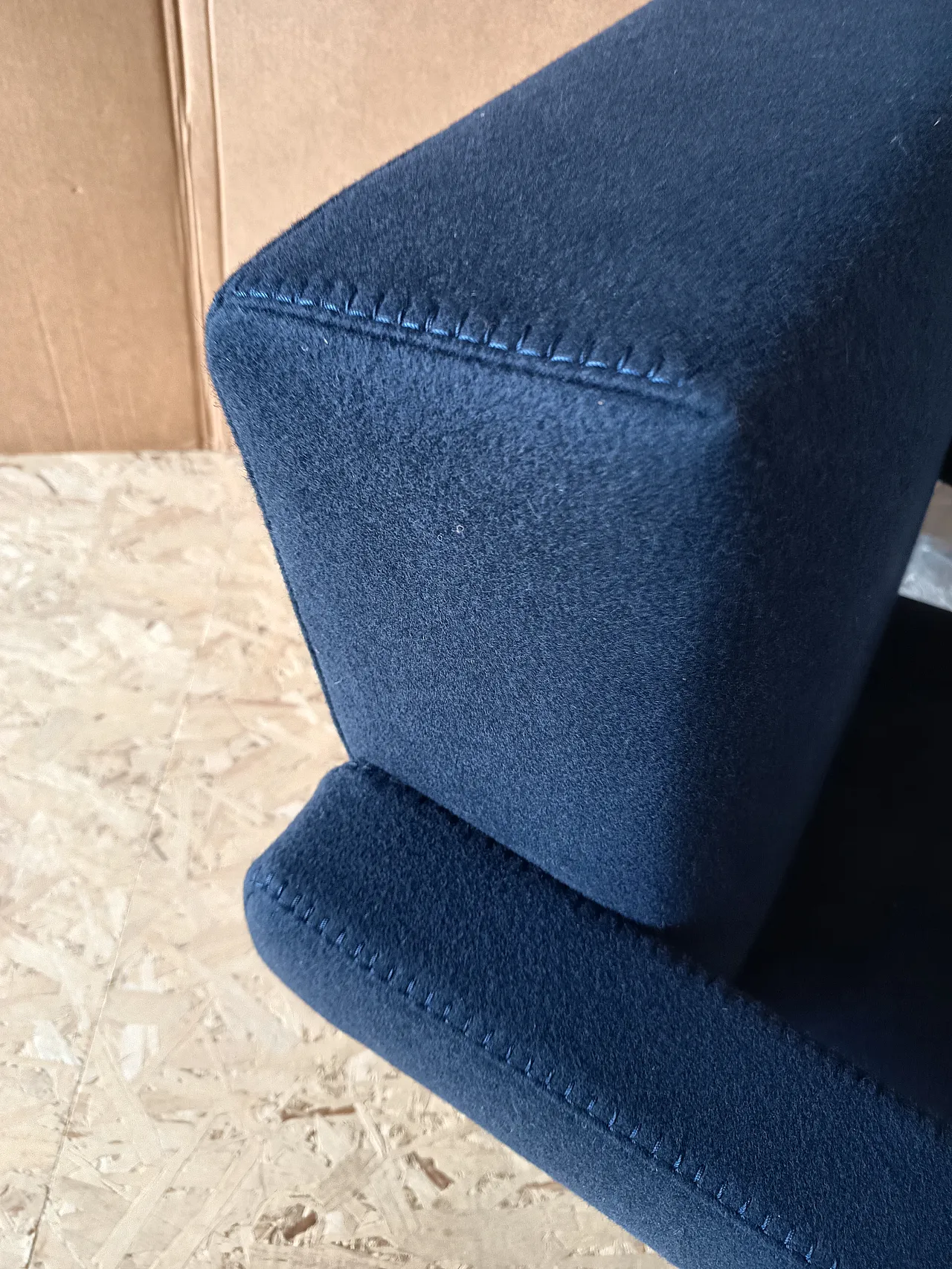 Blue wool armchair by Gerrit Rietveld for Cassina, 2000s 35