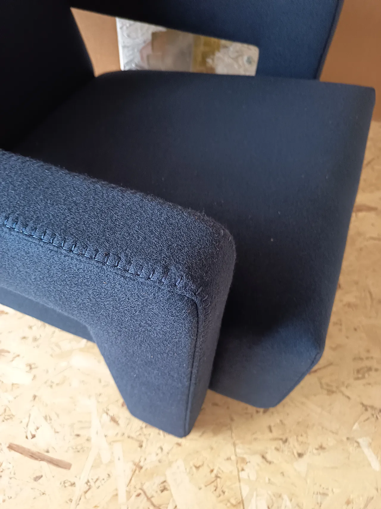 Blue wool armchair by Gerrit Rietveld for Cassina, 2000s 36