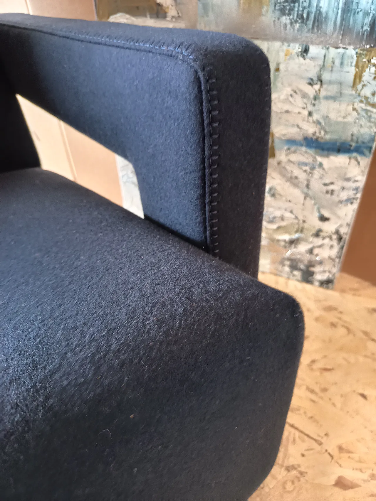 Blue wool armchair by Gerrit Rietveld for Cassina, 2000s 37