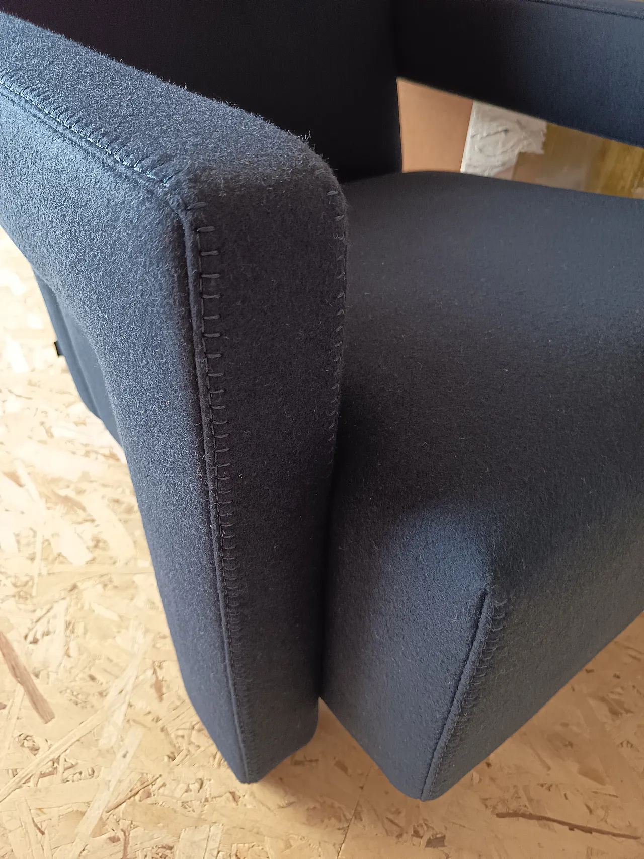 Blue wool armchair by Gerrit Rietveld for Cassina, 2000s 38