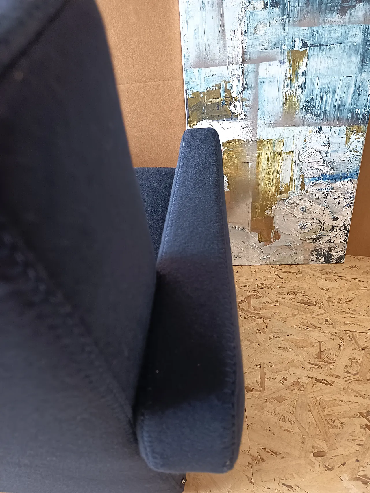 Blue wool armchair by Gerrit Rietveld for Cassina, 2000s 46