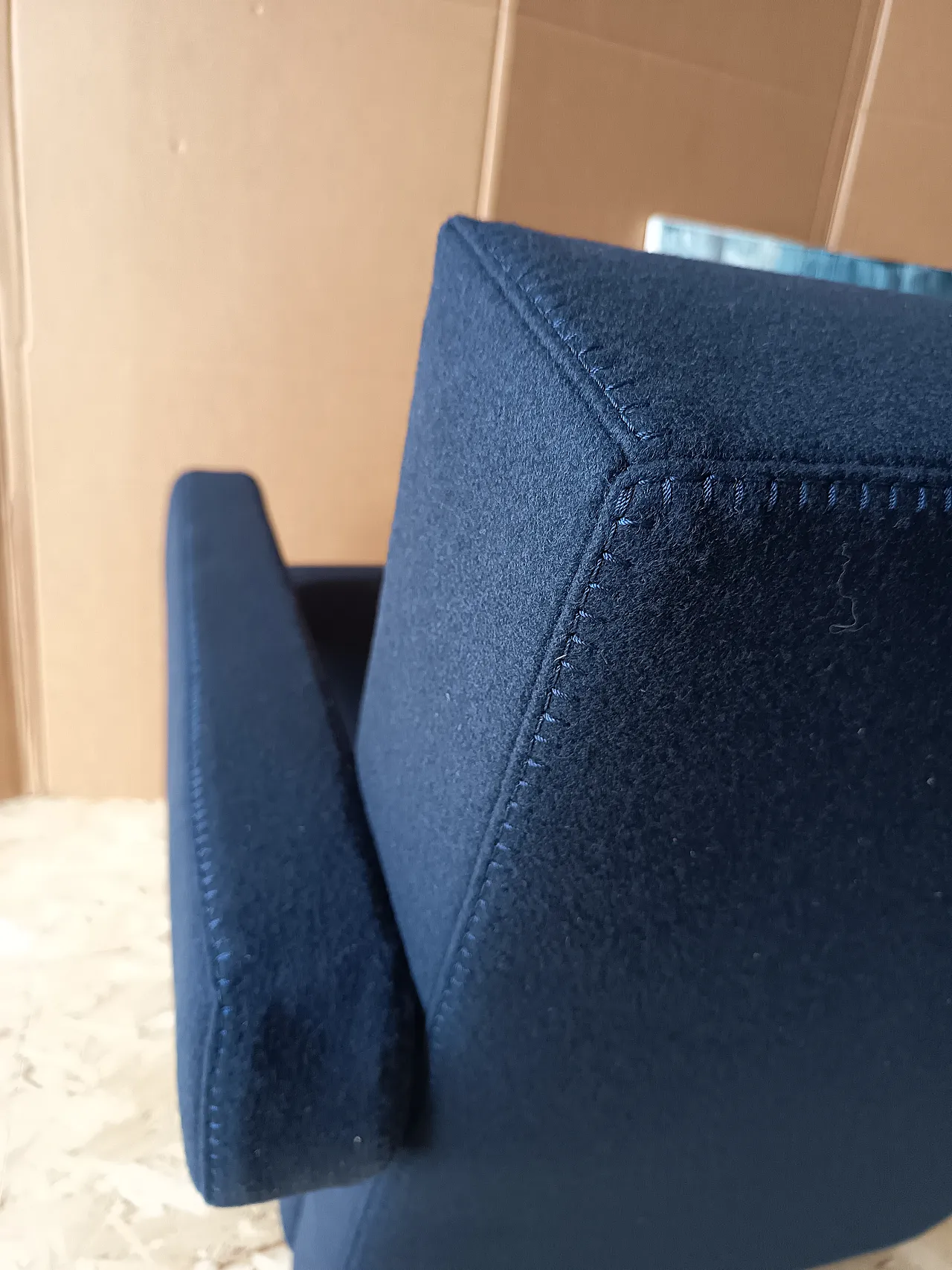Blue wool armchair by Gerrit Rietveld for Cassina, 2000s 48