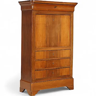 Charles X Secretaire in walnut with oak interior, 19th century