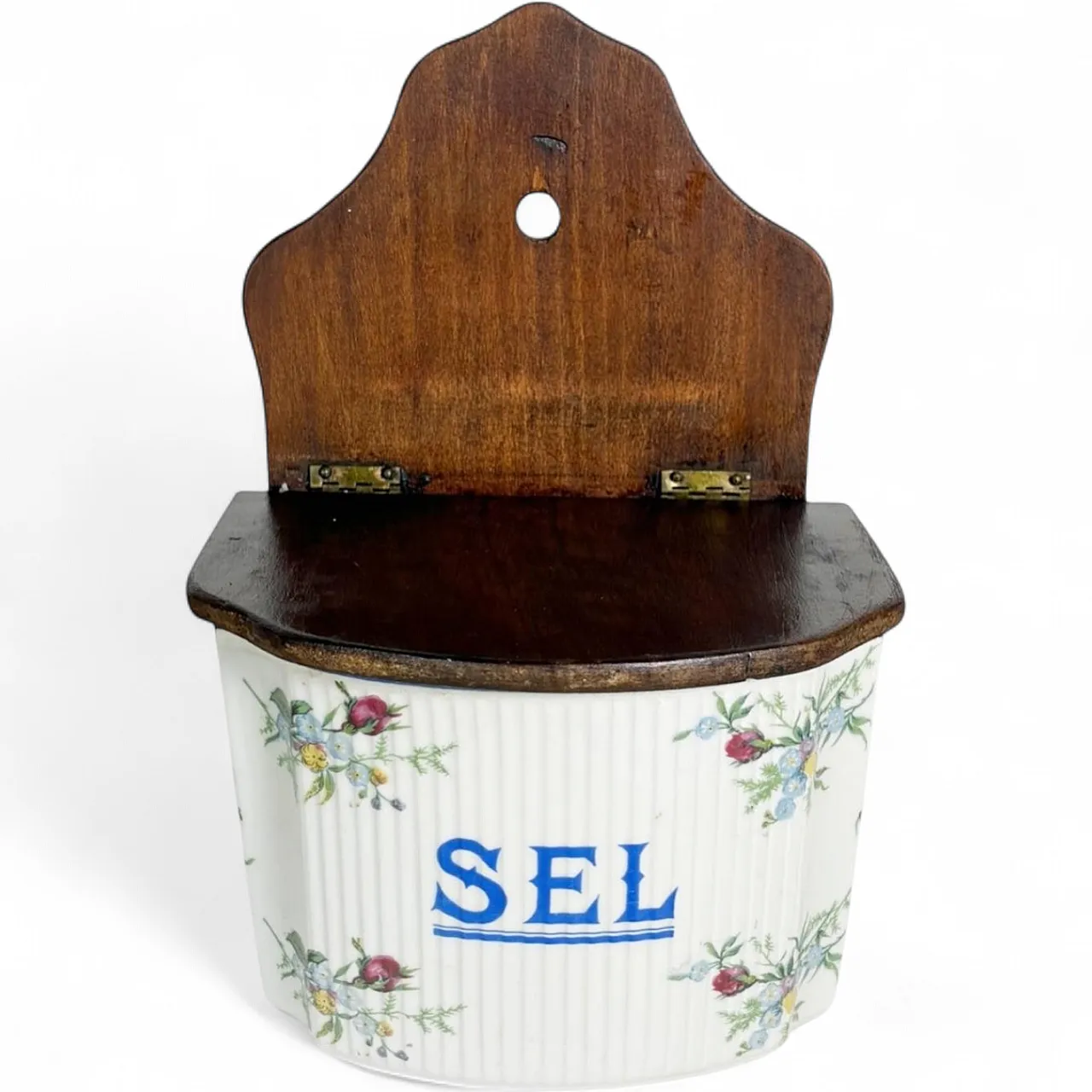 Scatola di sale in ceramica e legno, anni '70 10