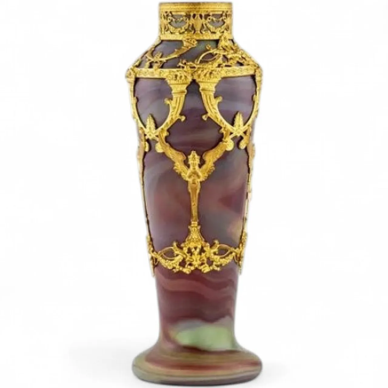 Agate glass vase with gilt metal mounts, 20th century 8