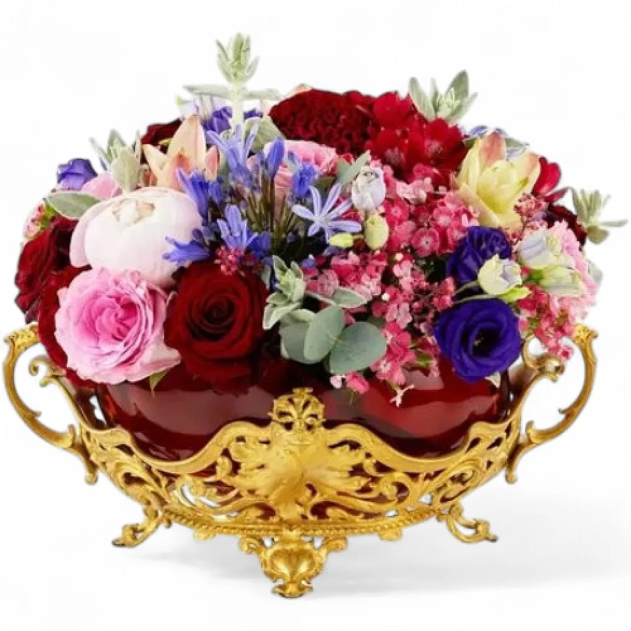 Gilt bronze and amber glass jardinière, 19th century 7