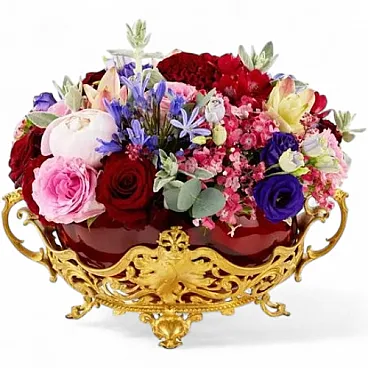 Gilt bronze and amber glass jardinière, 19th century