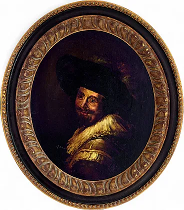 Giovanni Perna, Musketeer, oil on tablet, framed, 1990s