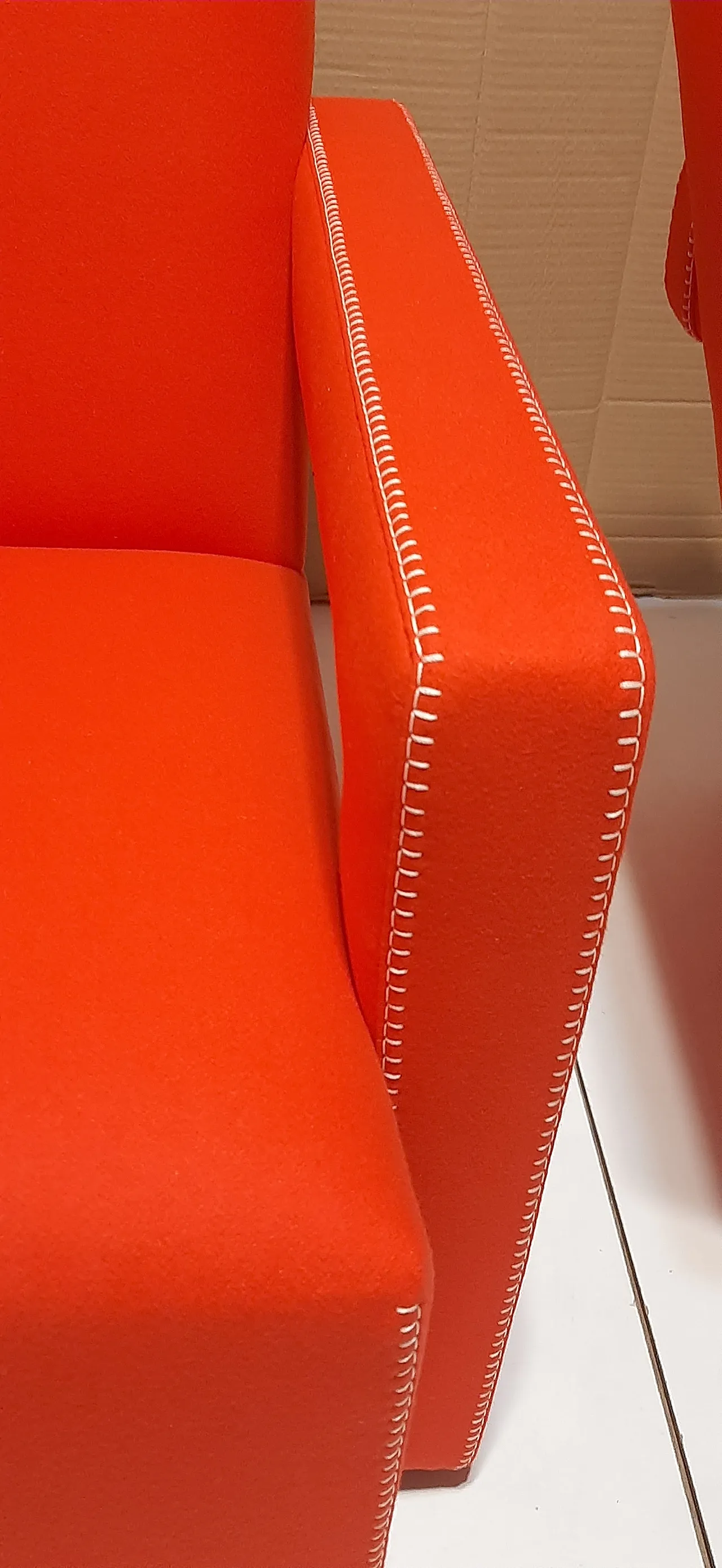 Orange wool armchair by Gerrit Rietveld for Cassina, 2000s 11