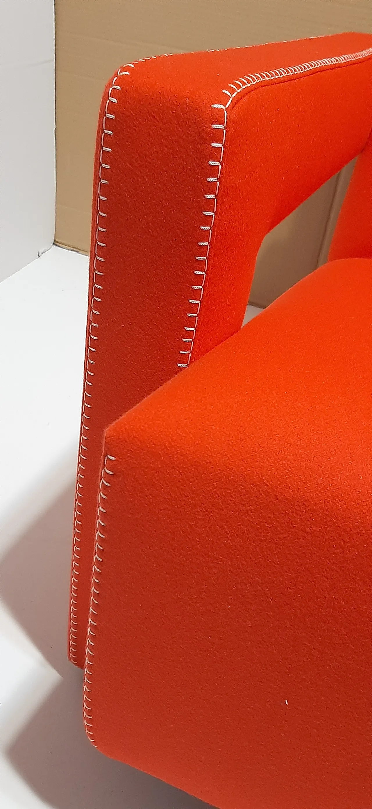 Orange wool armchair by Gerrit Rietveld for Cassina, 2000s 19