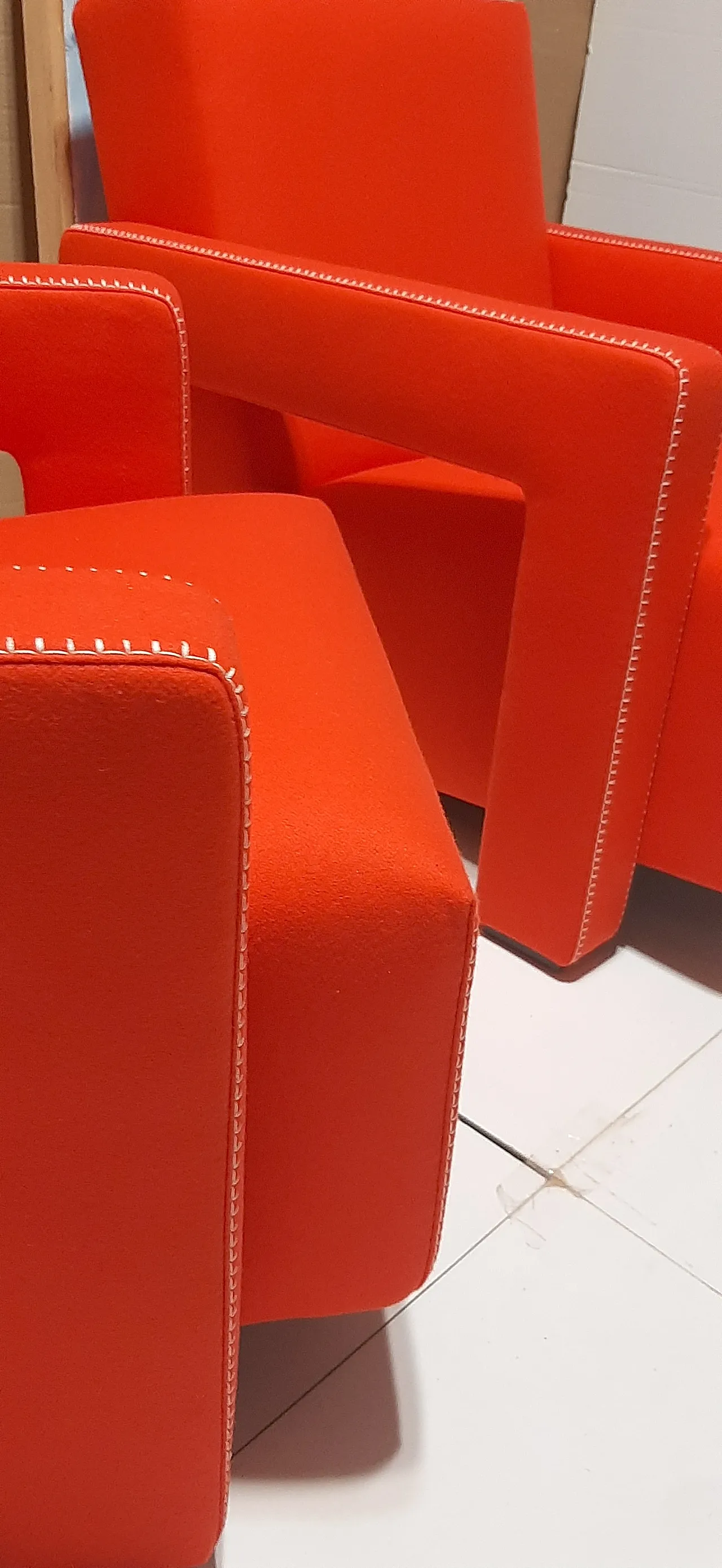 Orange wool armchair by Gerrit Rietveld for Cassina, 2000s 28