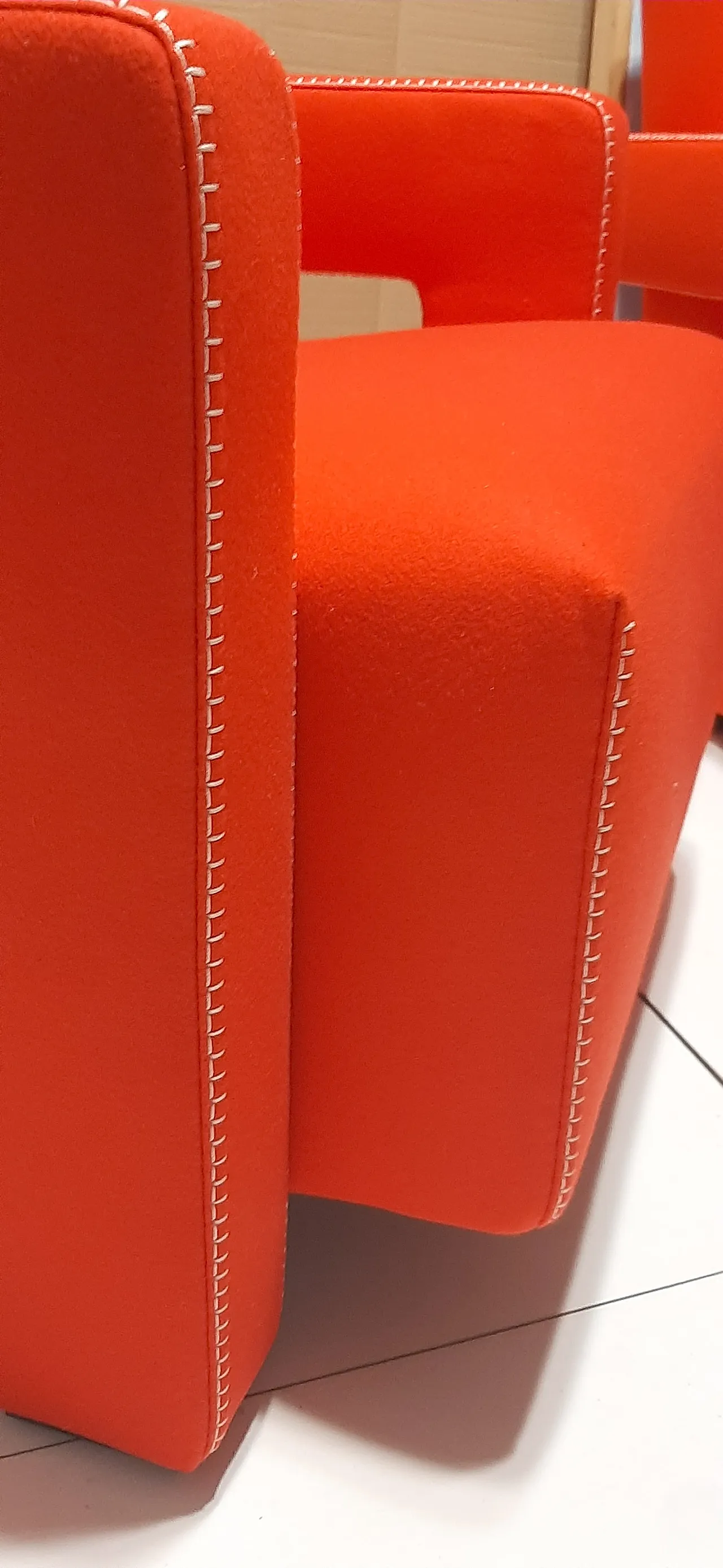 Orange wool armchair by Gerrit Rietveld for Cassina, 2000s 33
