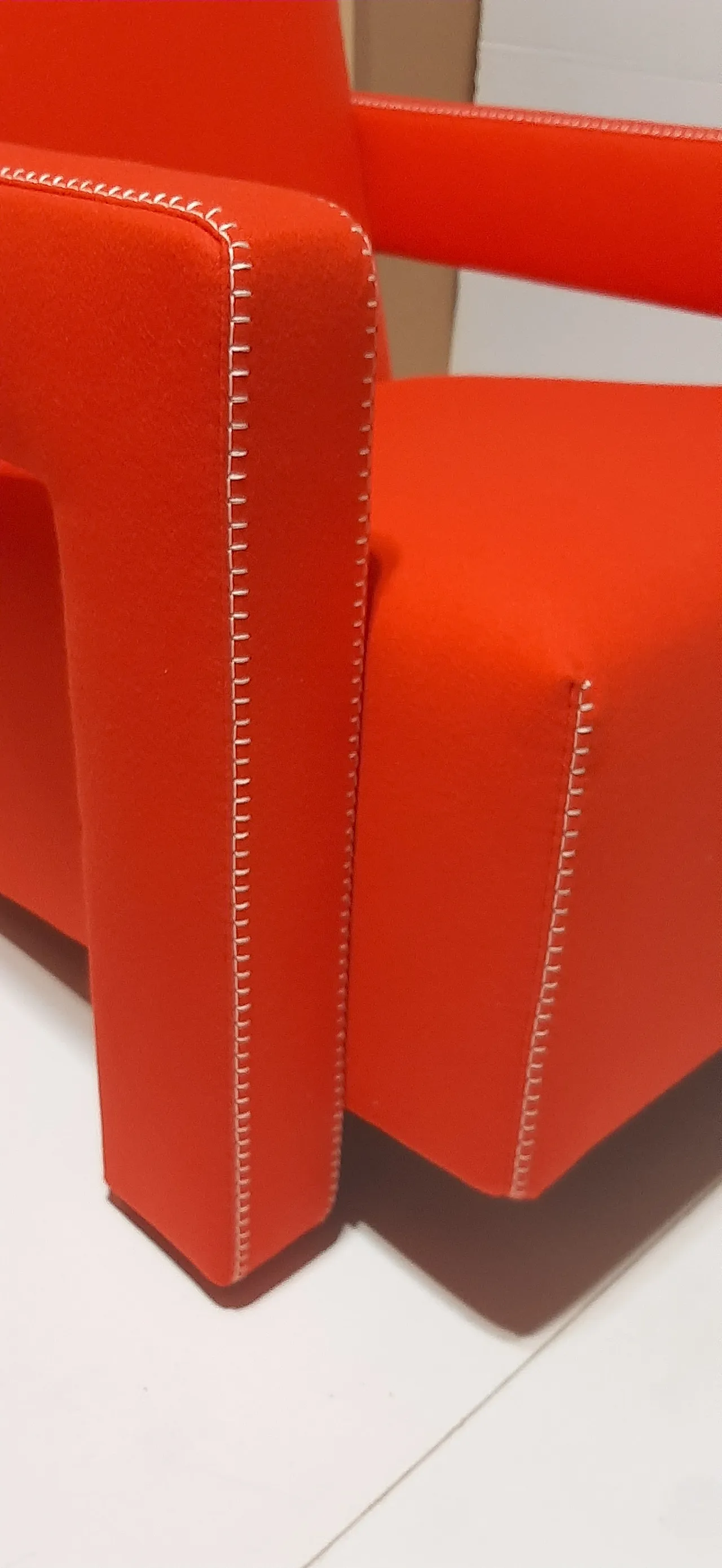 Orange wool armchair by Gerrit Rietveld for Cassina, 2000s 34