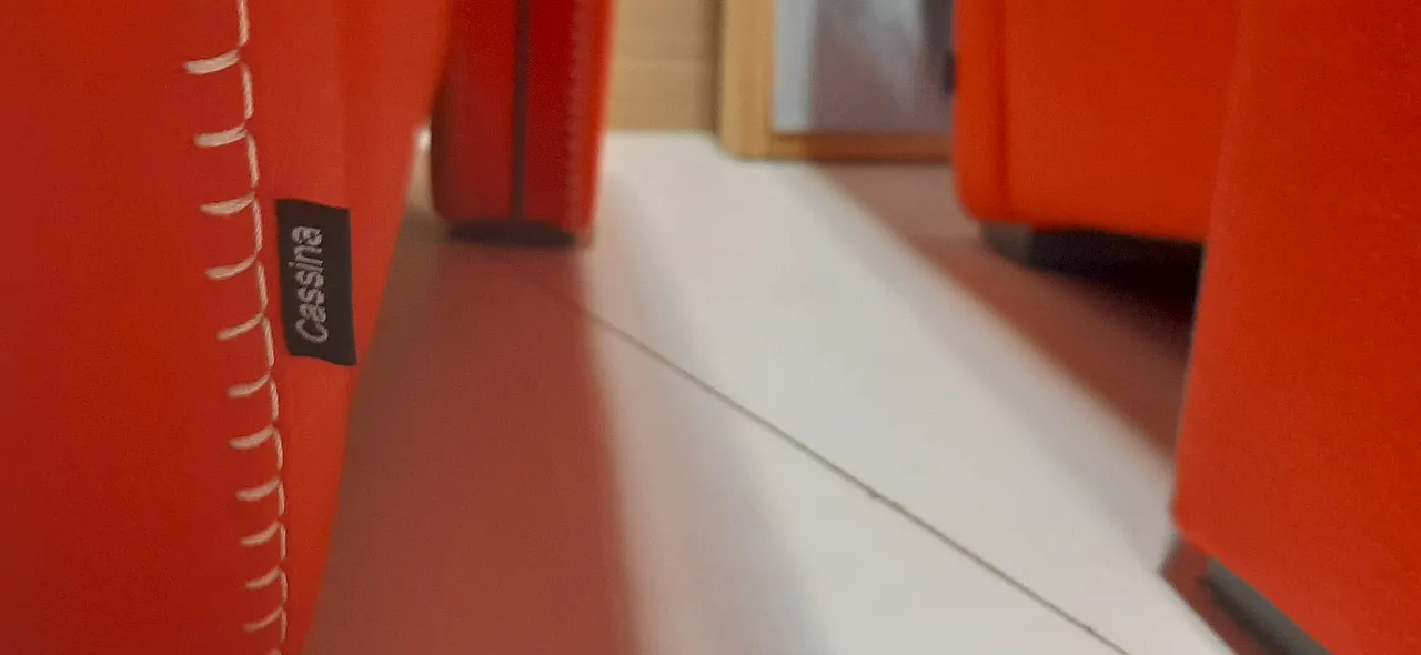 Orange wool armchair by Gerrit Rietveld for Cassina, 2000s 41