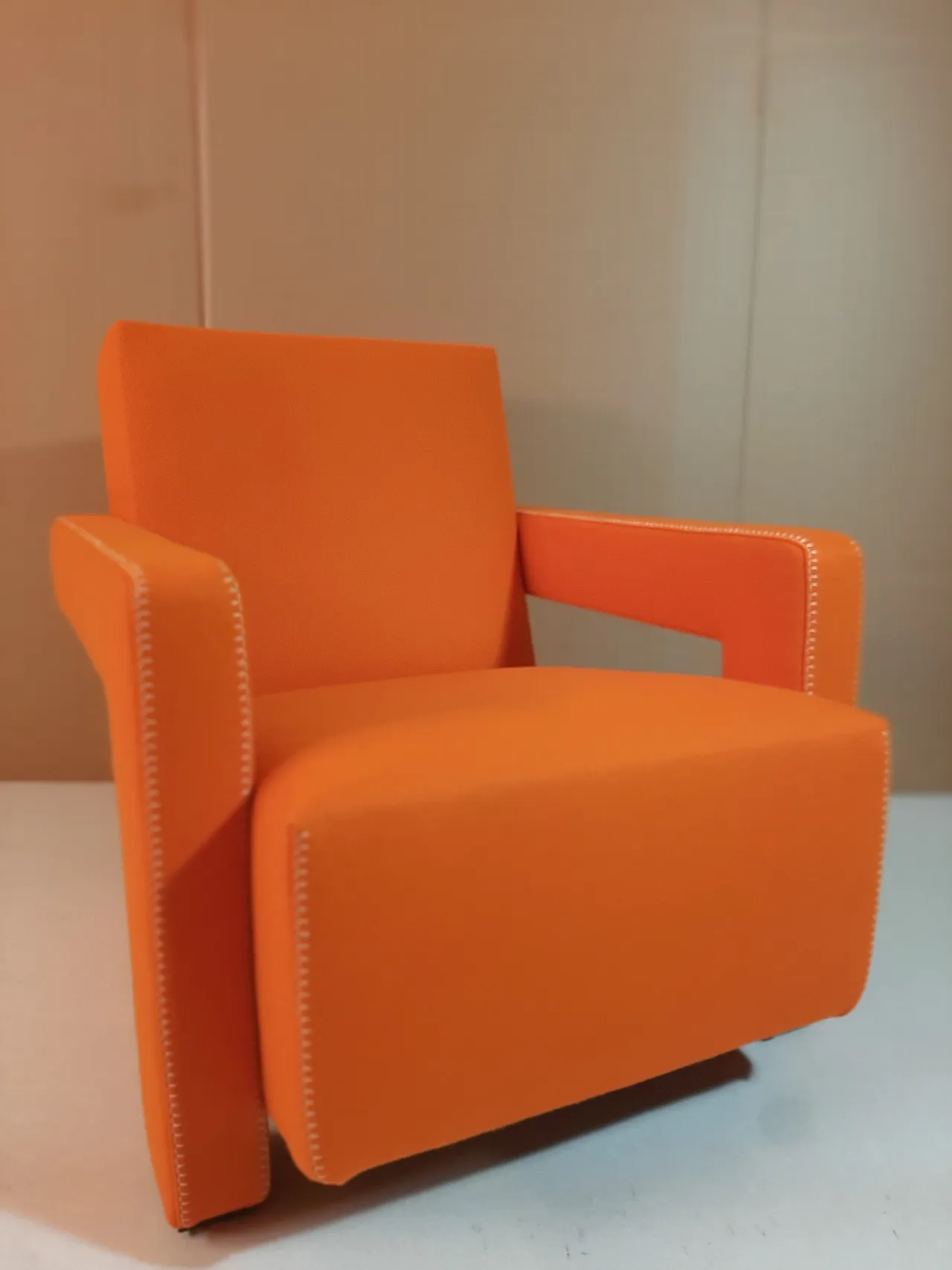 Armchair in orange wool by Gerrit Rietveld for Cassina, 2000s 1
