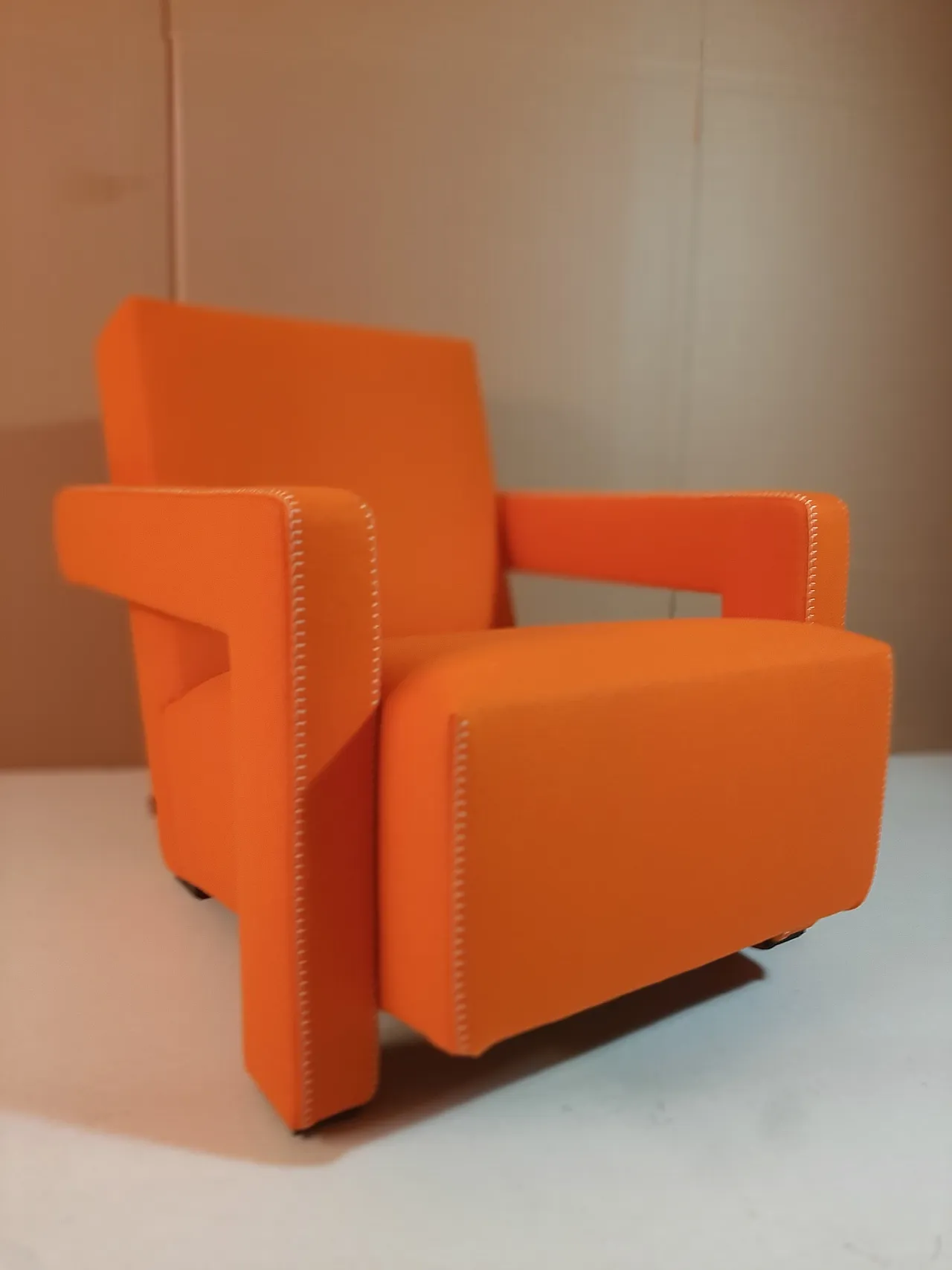 Armchair in orange wool by Gerrit Rietveld for Cassina, 2000s 2