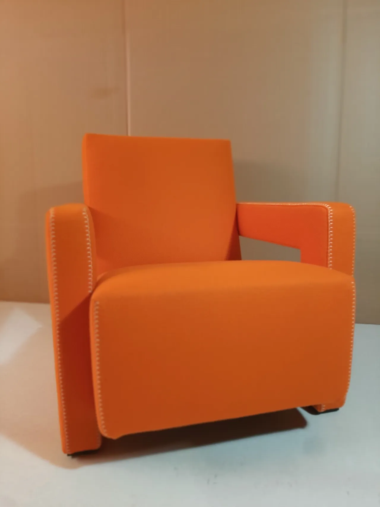 Armchair in orange wool by Gerrit Rietveld for Cassina, 2000s 3