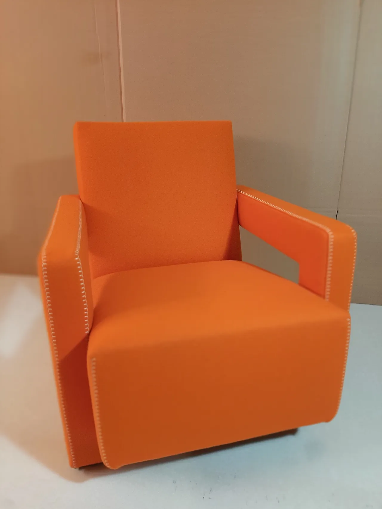 Armchair in orange wool by Gerrit Rietveld for Cassina, 2000s 4