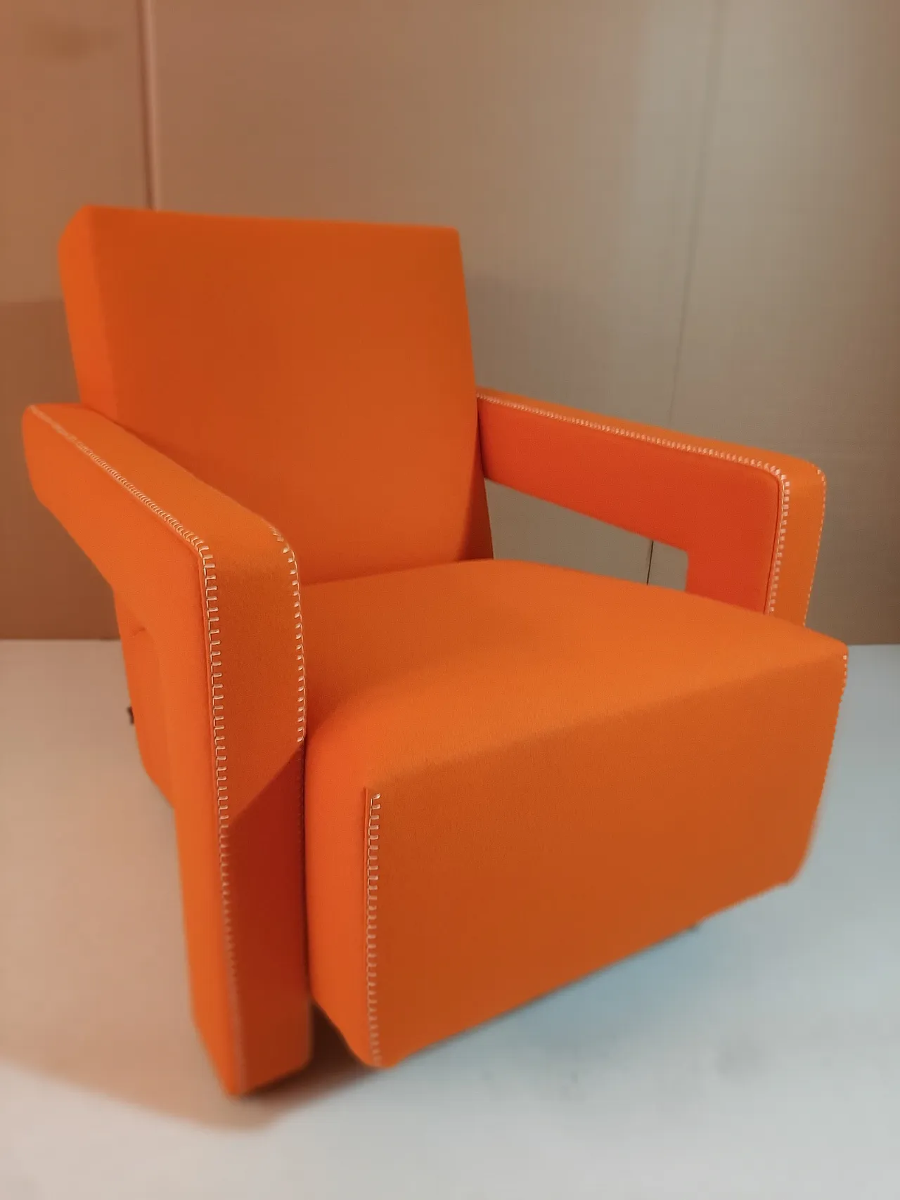 Armchair in orange wool by Gerrit Rietveld for Cassina, 2000s 6