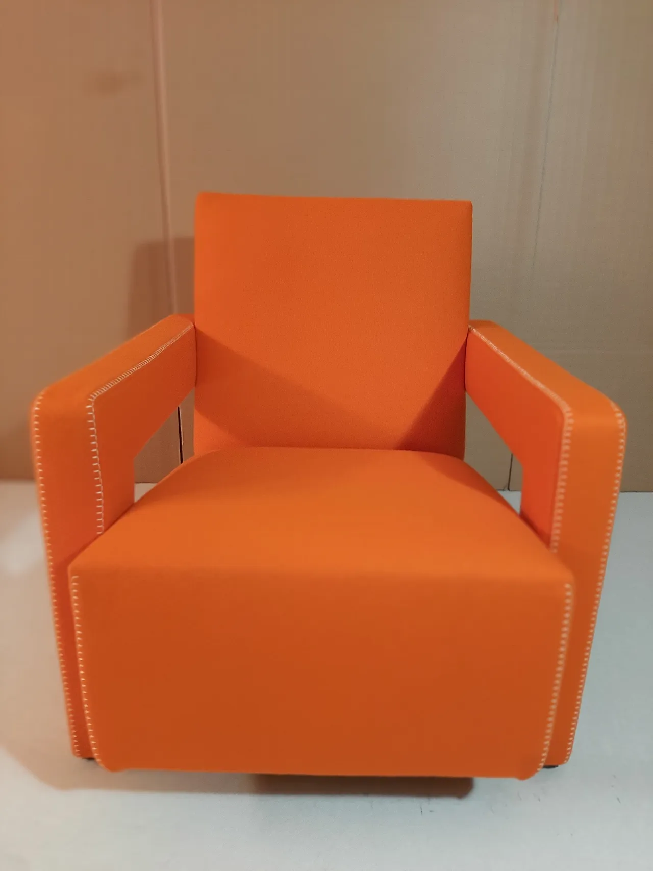 Armchair in orange wool by Gerrit Rietveld for Cassina, 2000s 8