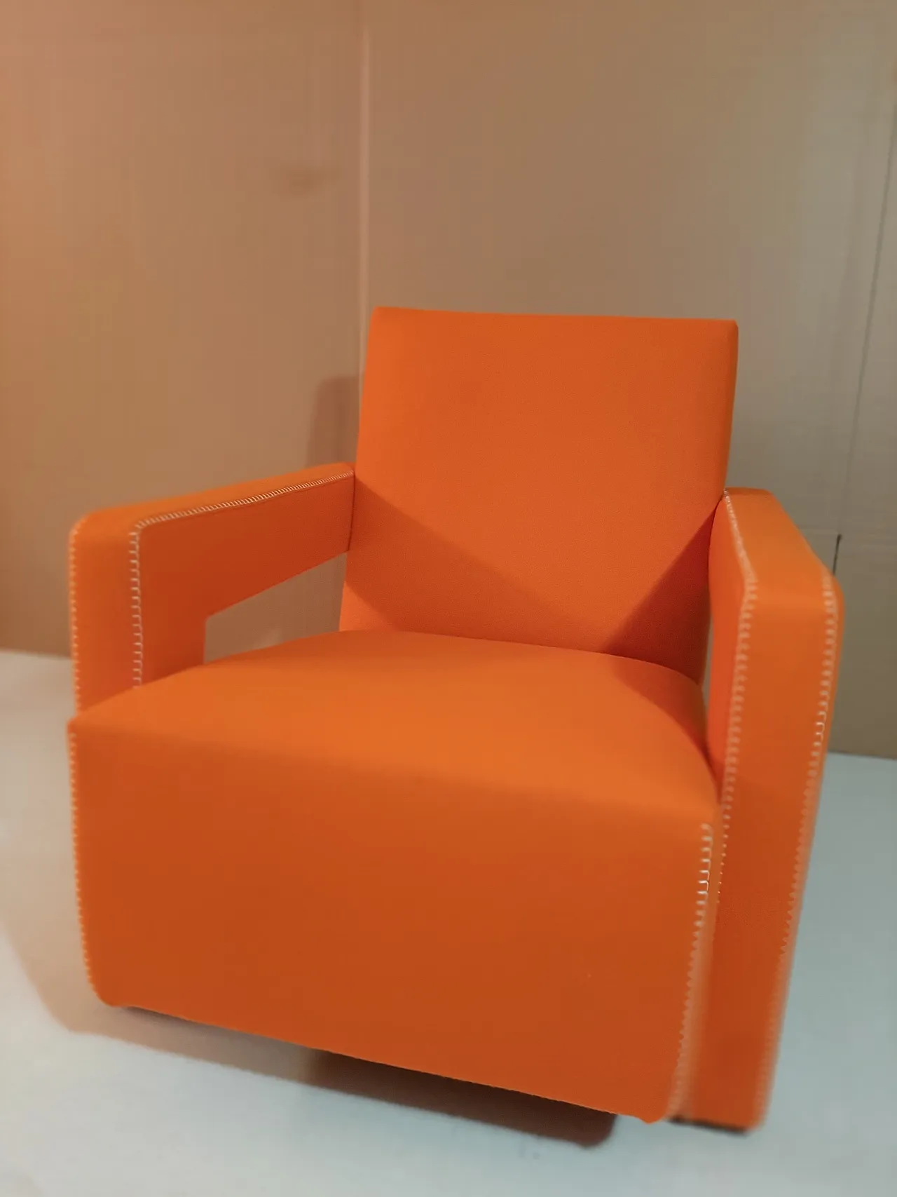 Armchair in orange wool by Gerrit Rietveld for Cassina, 2000s 10