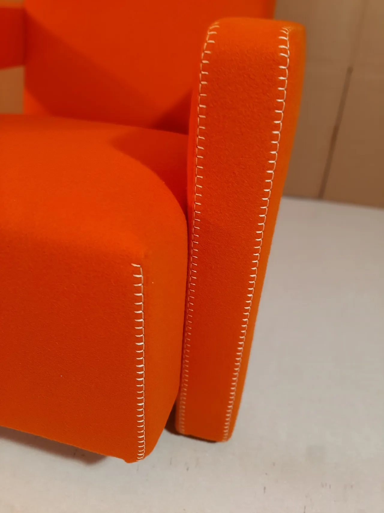 Armchair in orange wool by Gerrit Rietveld for Cassina, 2000s 27
